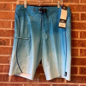 O'Neill Men’s Hyperfreak Blue Board Shorts Gradient Design Size 32